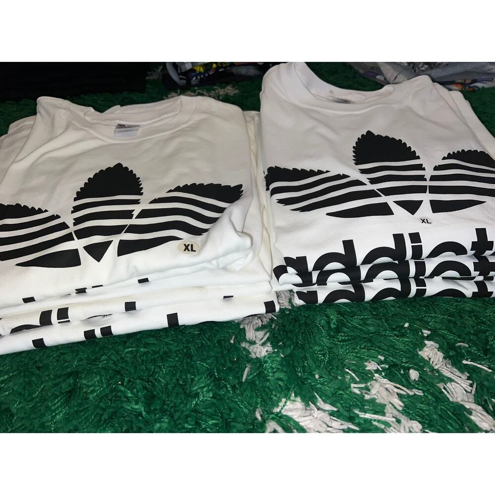 Y2K Addicted Adidas Weed Marijuana Smoke White Graphic Shirt 2000s M Medium - Picture 9 of 9